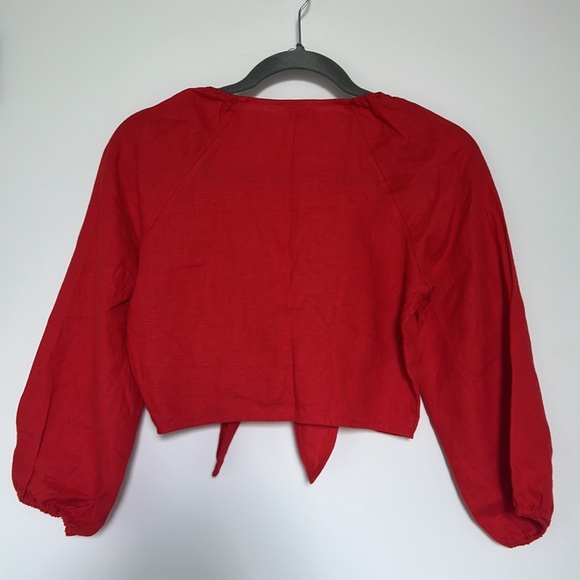 NEW Aritzia Wilfred Tenley Linen Tie-front Top - Picture 6 of 6